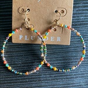 💜 NEW- never worn 💜 Plunder Colorful Beaded Hoops